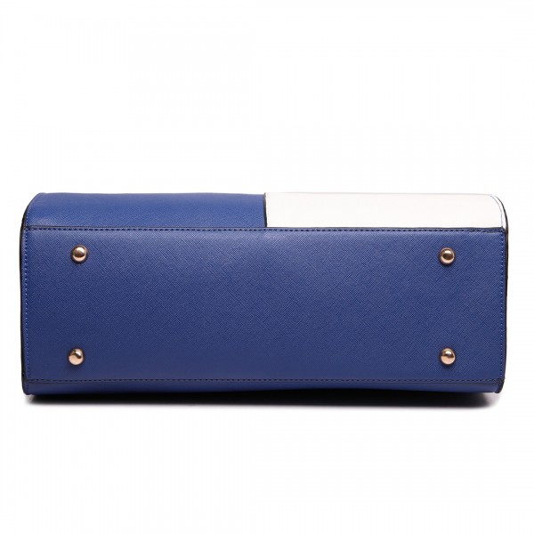 LT1666 - Miss Lulu Split Front Design Medium Tote Handbag Navy and White